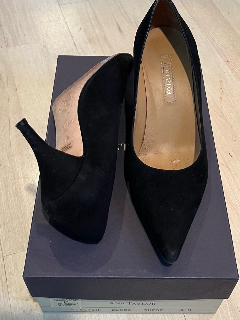 Ann Taylor Black Suede Pointed Pumps